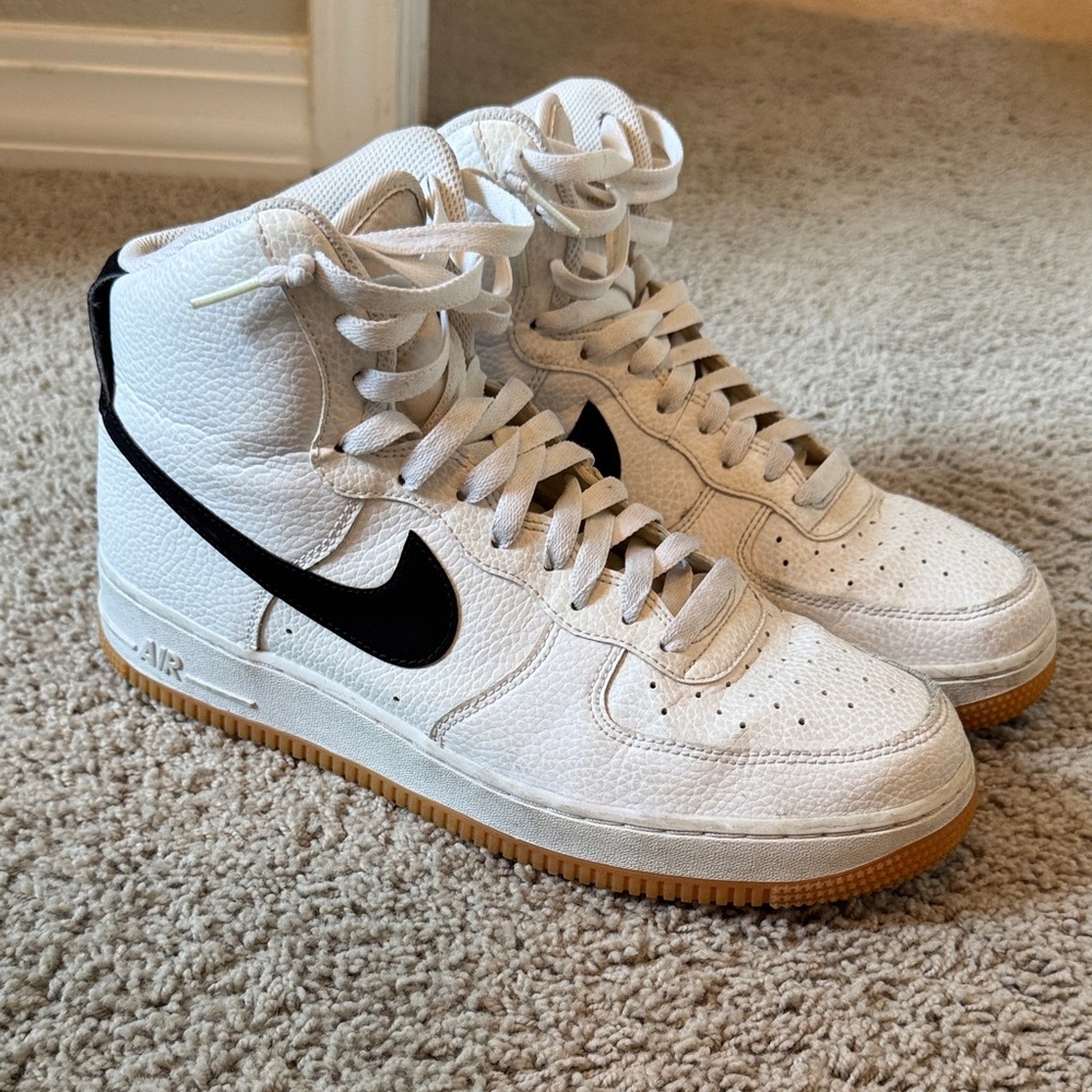 Nike White and Black High-Top Athletic Shoes